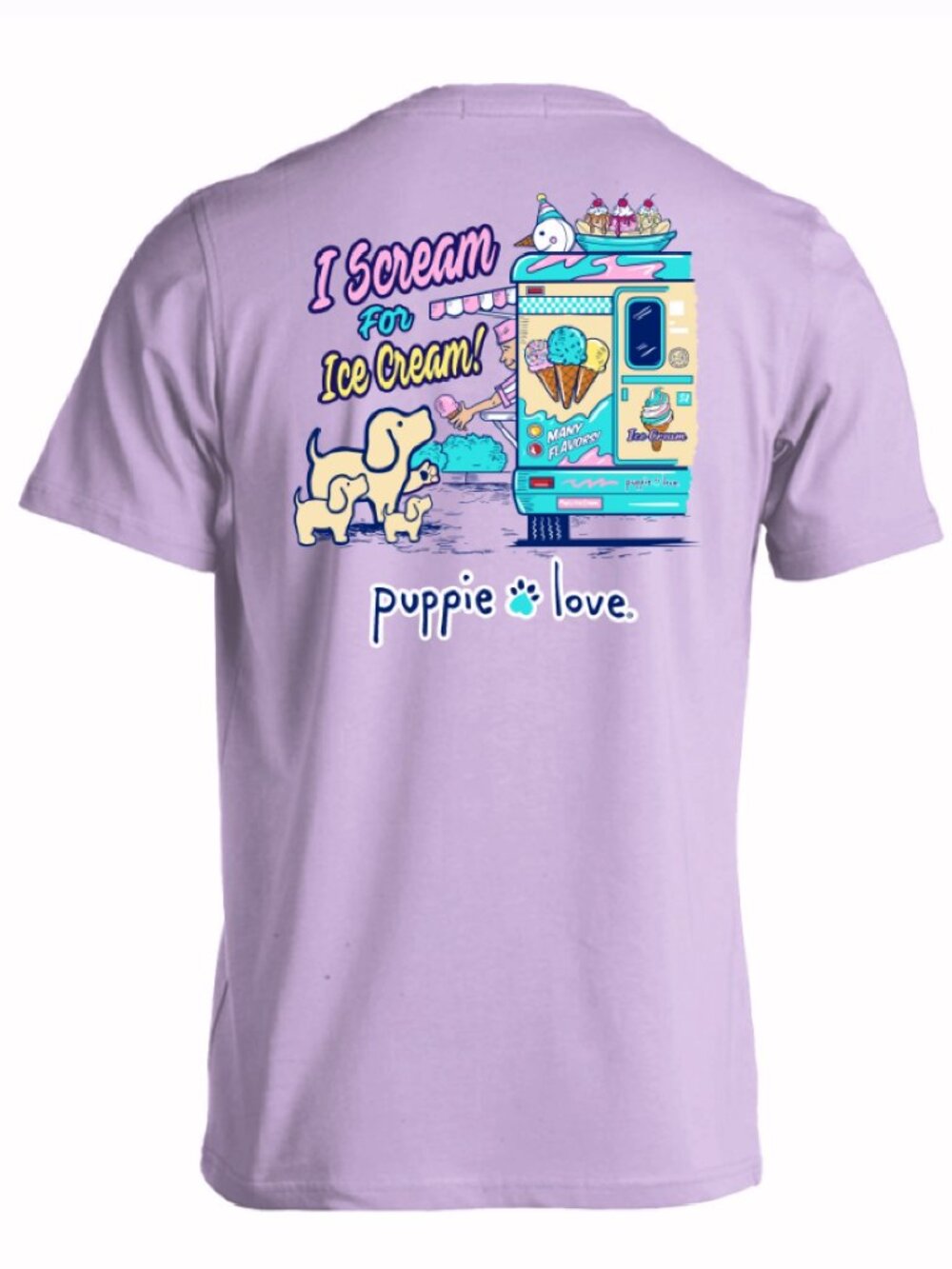 Puppie Love Dog I Scream for Ice Cream Truck Short Sleeve T-ShirT -NEW Fast Ship